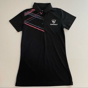 Top Golf Black Fitted Female Polo Style Short Sleeve Shirt Size XS